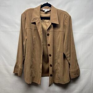 Dress Barn Faux Suede Womens Button Front Shacket Size 1X Career Business Casual